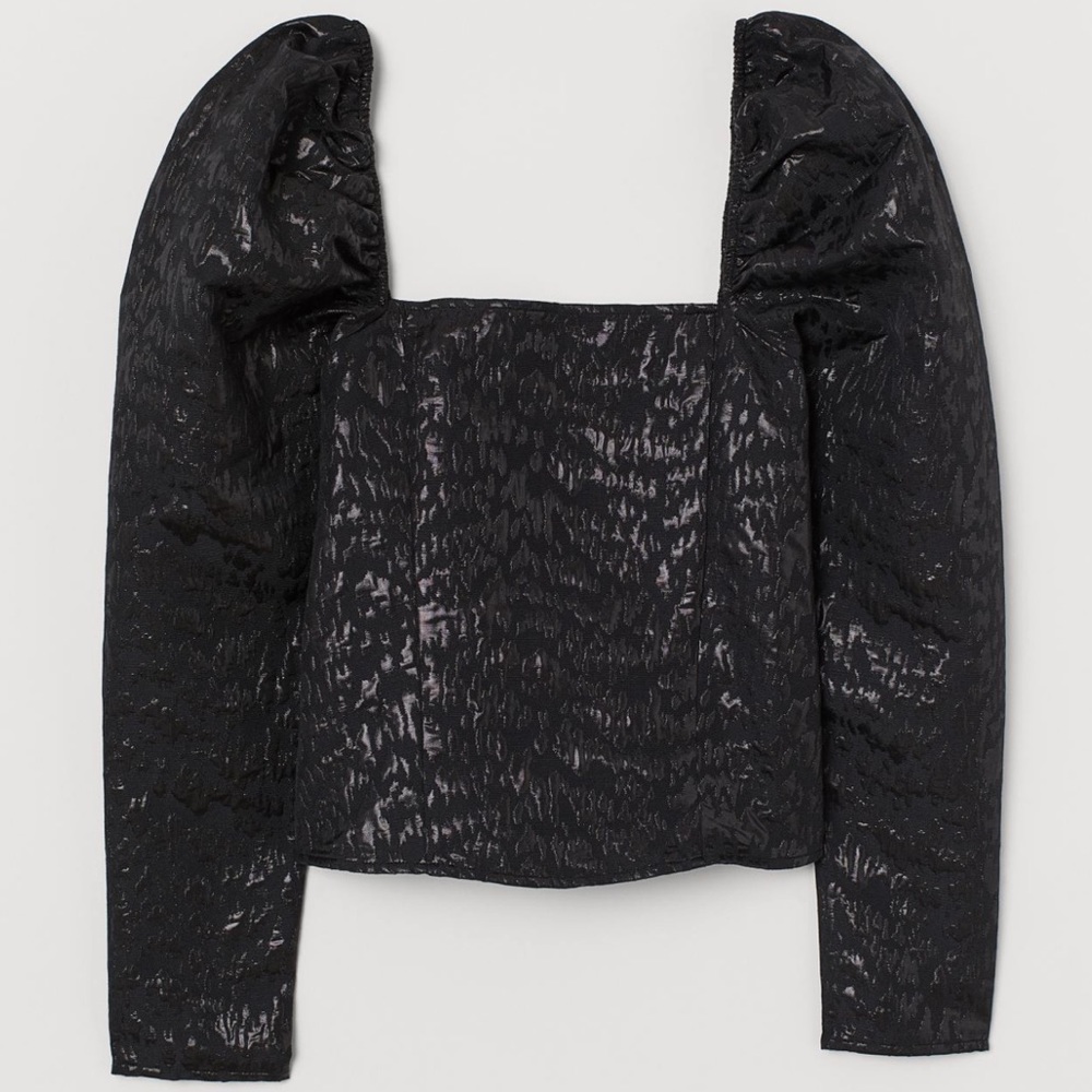 H&M Puff Sleeve Metallic Top